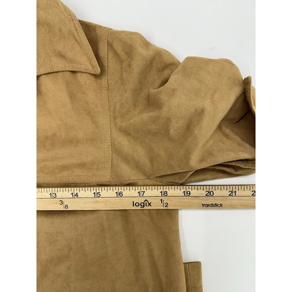 David Warren Womens Dress Size 12 Brown Suede Half Button Up Collared Vintage - Picture 11 of 15